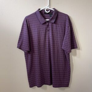 Men's Purple Strip Polo Short Sleeve Golf Shirt Size 2XL